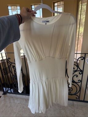 Fashion Nova Ivory Long Sleeve Mini Dress